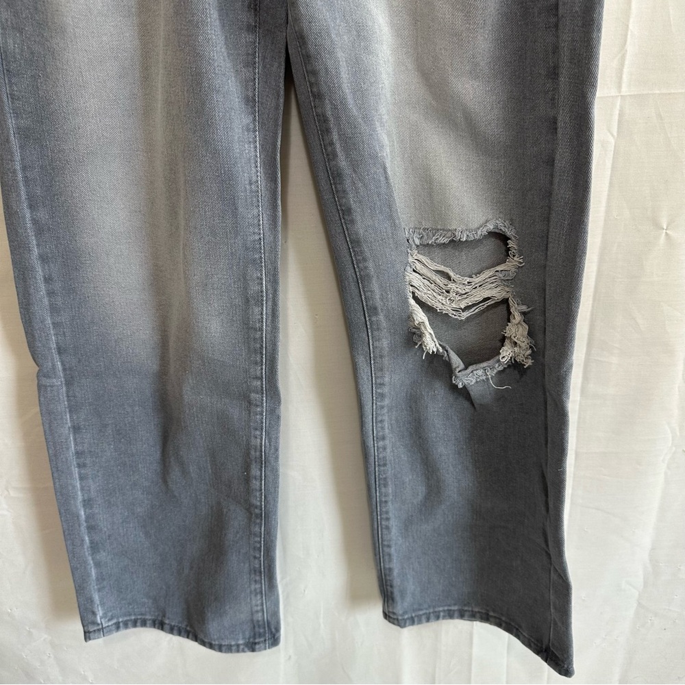 SHEIN PETITE Womens Front-Button Multi-Pocket Ripped Denim Jeans Gray Small/4 - Picture 4 of 12